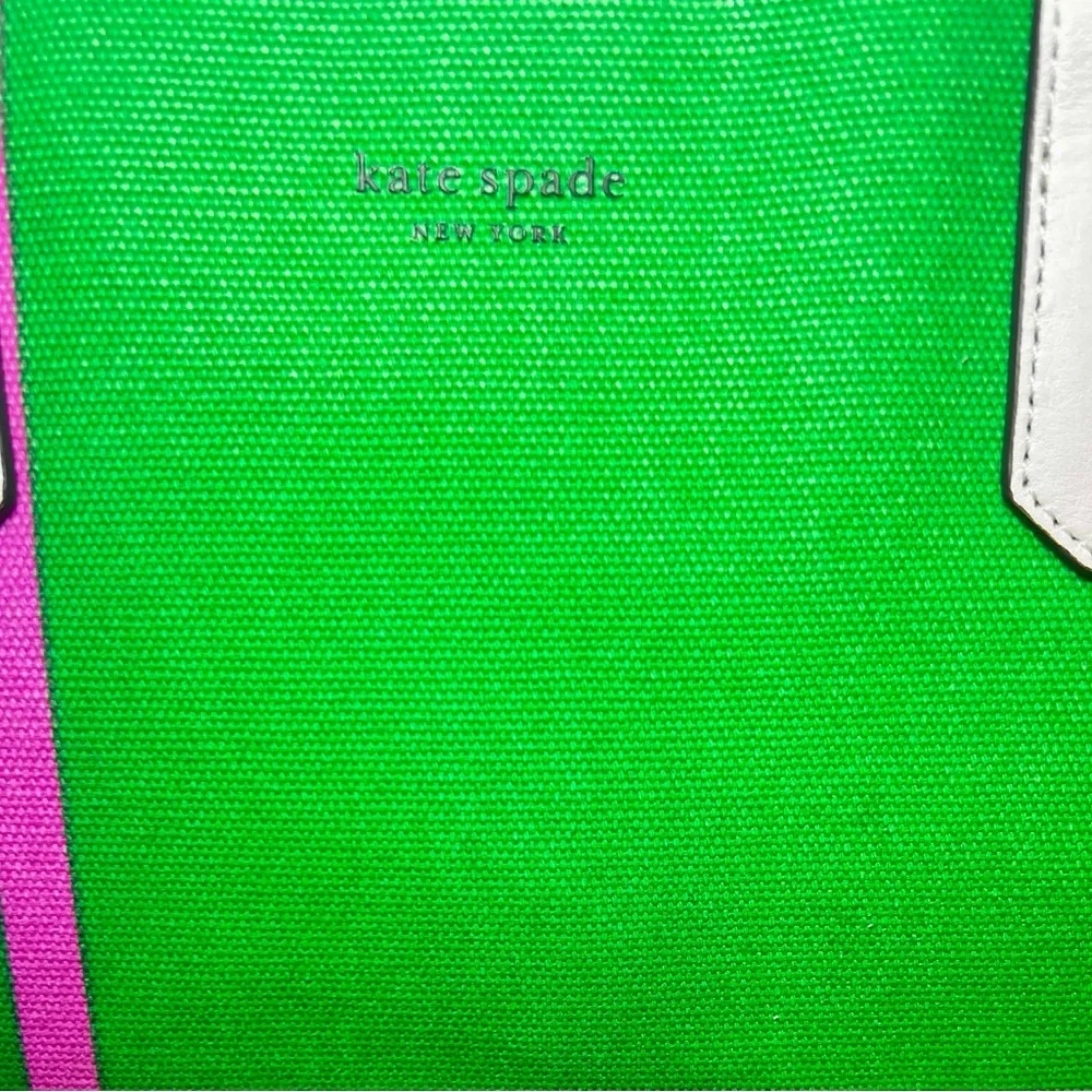 KATE SPADE Green and Pink Striped Tote Bag